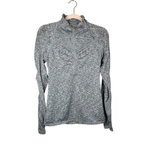 Athleta Mendoza 1/2 Zip Shirt Thumb Holes Space Dye‎ Running Gray Womens Small
